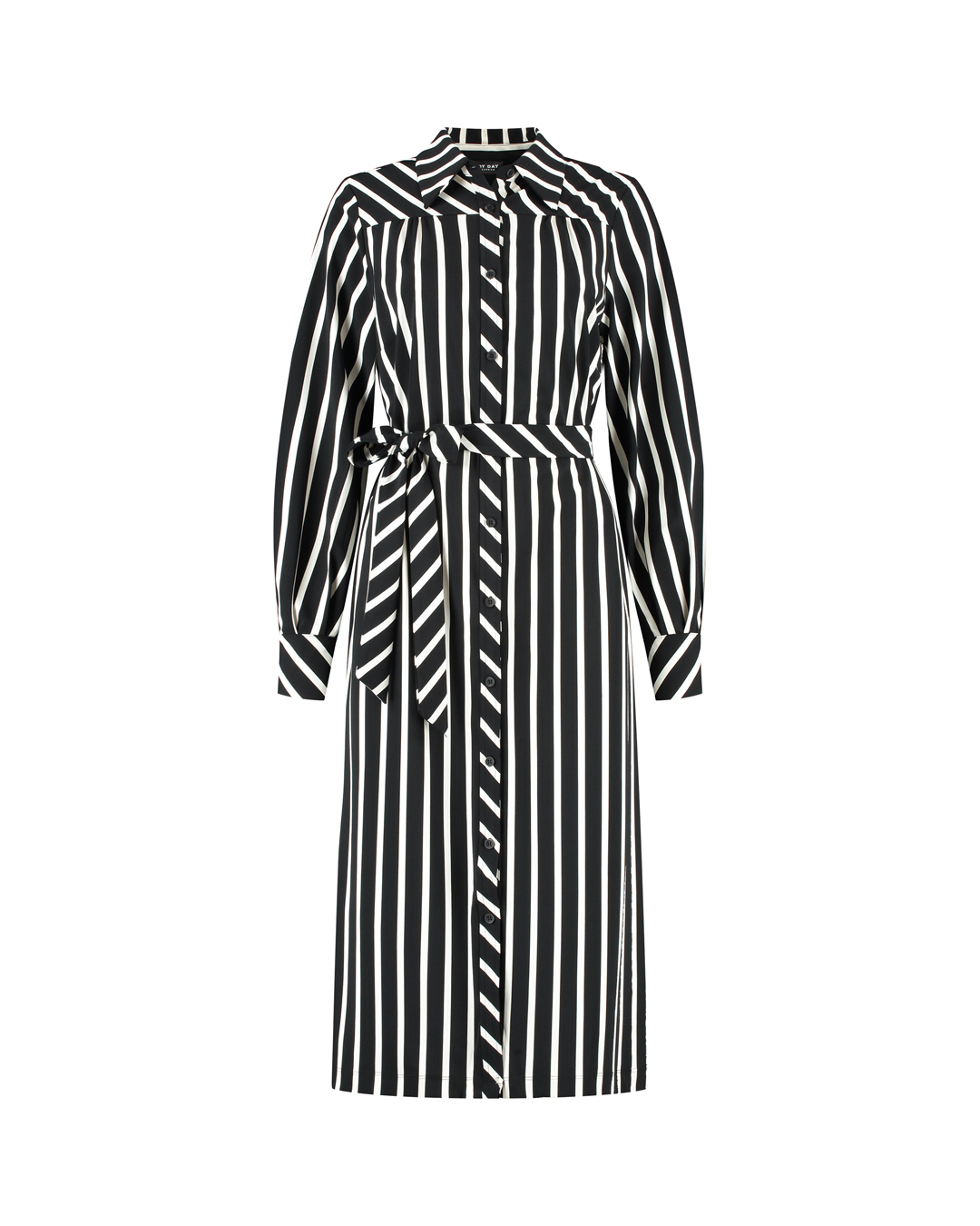 Lady Day Hope Dress Black/Wool White stripe