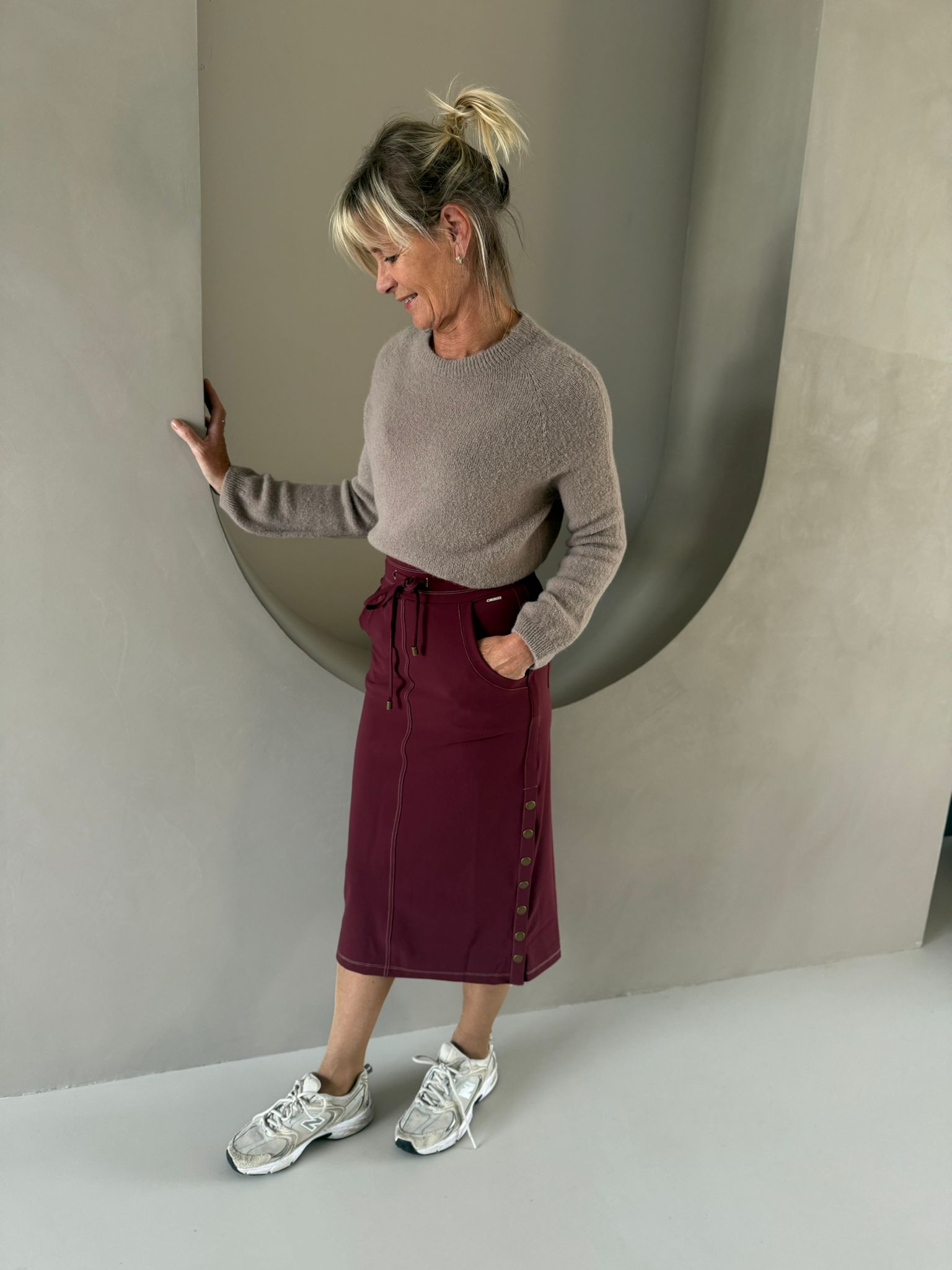 Mi Piace bonded travel rok denim bordeaux