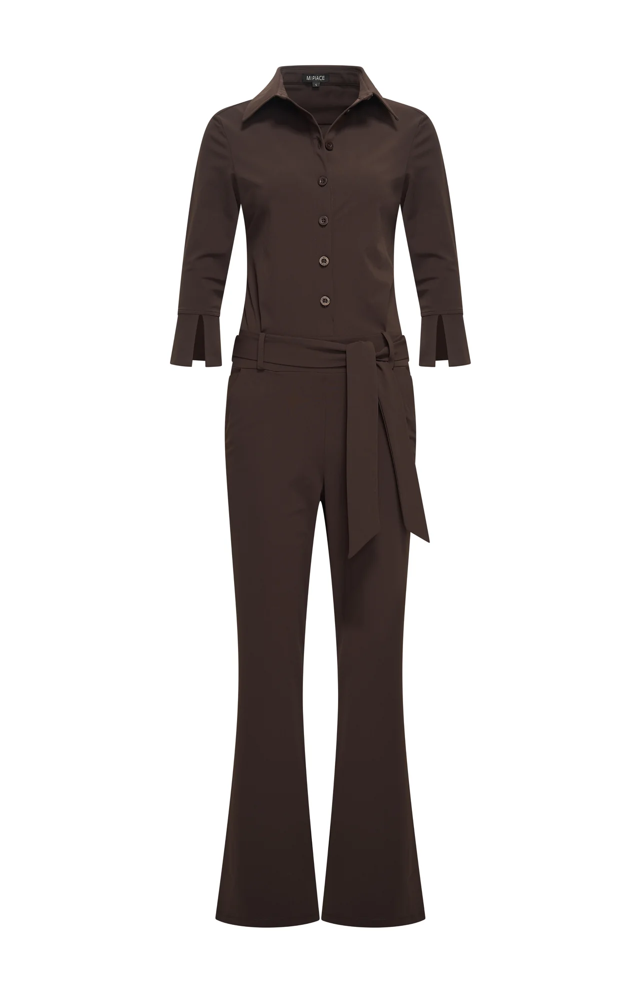 Mi Piace travel jumpsuit espresso flared