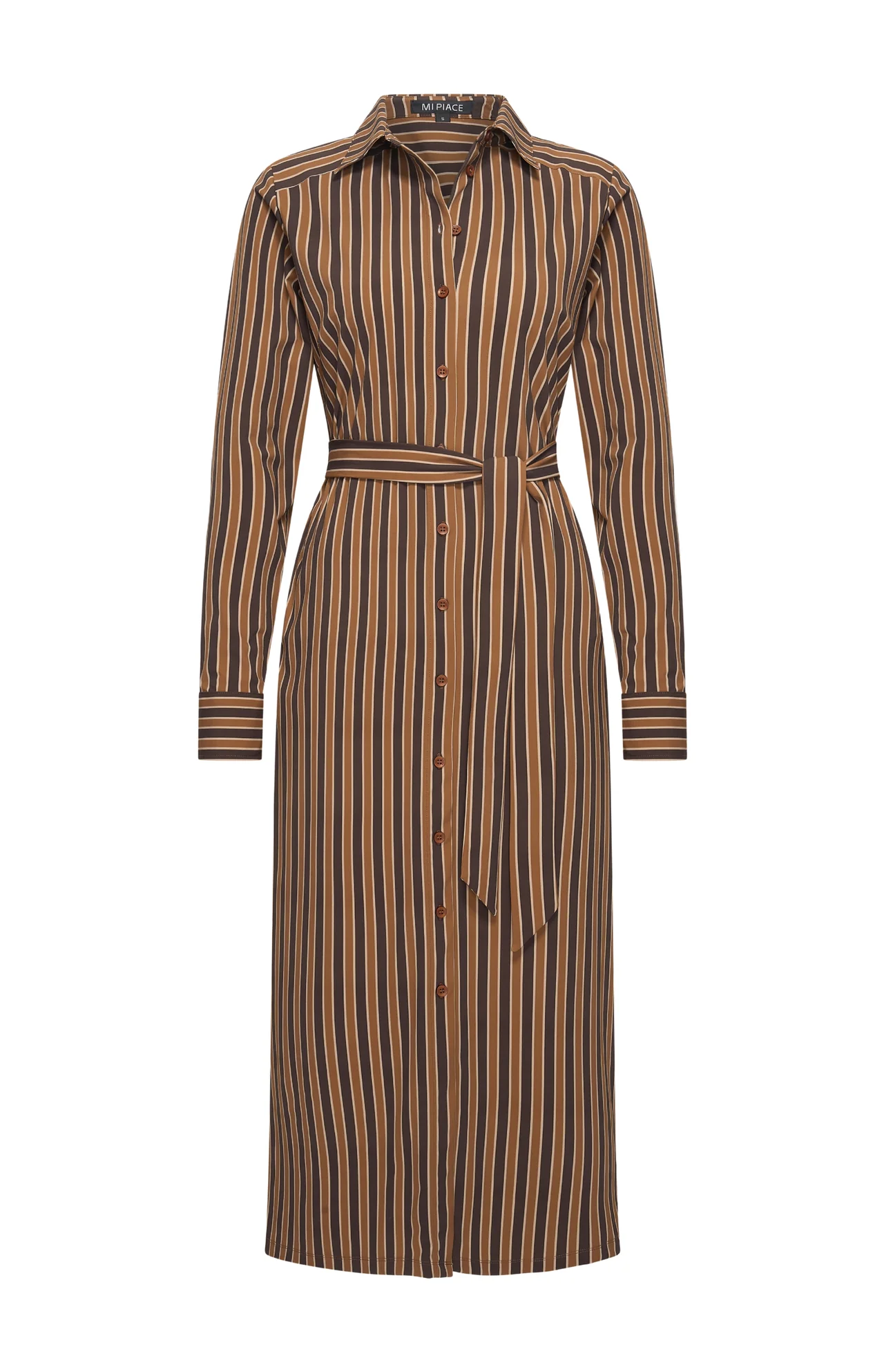 Mi Piace travel jurk stripe print 202710 espresso caramel