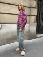 Streep trui paars roze