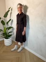 Mi Piace travel jurk drie kwart mouw espresso