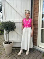 Triple Nine mouwloze blouse embroidery 5938 fuchsia