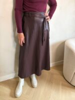 Faux leather rok aubergine
